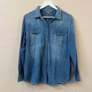 Nine West Vintage America Collection Jean Button Down Shirt Size L